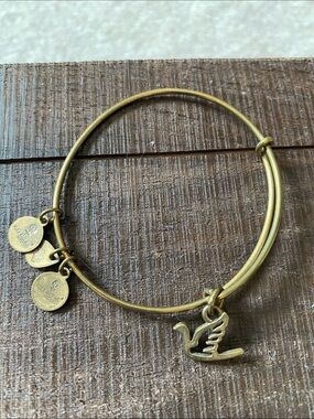 Alex and Ani Brass Dove Charm Expandable Bracelet - Gold Tone